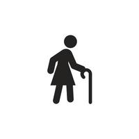 pictogram illustratie van oma wandelen met stok, ouderen. vectorontwerpen. vector