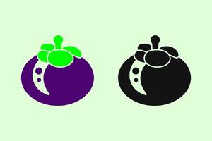 mangosteen pictogram. fruit-logo. groen en paars. voor logo, icoon, symbool en teken vector