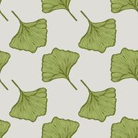 naadloze patroon gegraveerde bladeren ginkgo biloba. vintage botanische achtergrond met gebladerte in de hand getekende stijl. vector