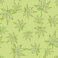 laat esdoorn Canadese gegraveerd naadloos patroon. vintage achtergrond botanische blad cannabis in de hand getekende stijl. vector