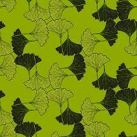 naadloze patroon gegraveerde bladeren ginkgo biloba. vintage botanische achtergrond met gebladerte in de hand getekende stijl. vector