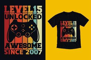 level 14 ontgrendeld geweldig sinds 2008 voor gamer-t-shirtontwerp vector