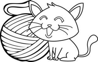 kinderkleurillustratie met kat en garenbal vector