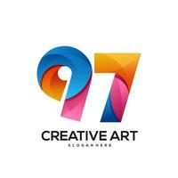 97 logo gradiënt kleurrijk ontwerp vector
