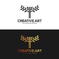 blad drie logo vintage natuurlijk vector