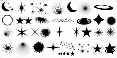 flare en sterren zwart-wit vector