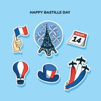 Bastille dag stickers vector