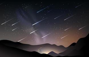 meteorenregenlandschap boven de bergen vector