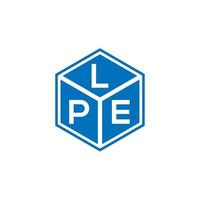 lpe brief logo ontwerp op zwarte achtergrond. lpe creatieve initialen brief logo concept. lpe brief ontwerp. vector