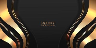 elegante luxe donkere zwarte abstracte achtergrondsjabloon met gouden kleuraccent vector