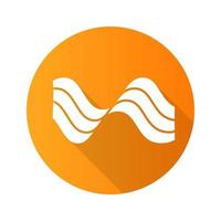 golvende geluidslijnen oranje platte ontwerp lange schaduw glyph pictogram. muziekritme, melodiegolf. soundtrack die golfvorm afspeelt. energiestroom teken. trillingen, ruisamplitudecurve. vector silhouet illustratie