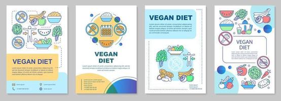 veganistisch dieet brochure sjabloon lay-out. biologisch voedingsplan flyer, boekje, bijsluiter printontwerp met lineaire illustraties. vectorpaginalay-outs voor tijdschriften, jaarverslagen, reclameposters vector