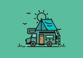 eenvoudige camper van camping illustratie vector