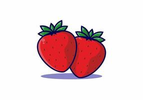 twee verse rode aardbeien fruit vector