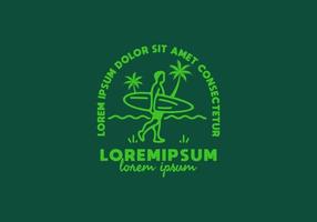 surfer man lijntekeningen met lorem ipsum tekst vector