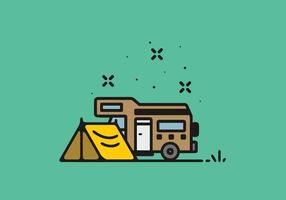 eenvoudige camper van camping illustratie vector