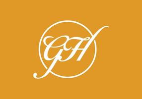 wit geel gh beginletter logo vector