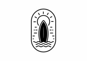 surfplank en sun line art-badge vector
