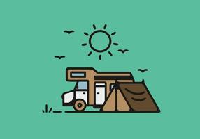 eenvoudige camper van camping illustratie vector