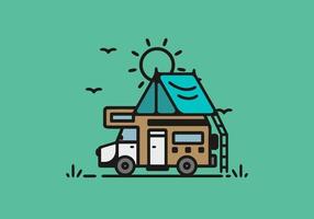 eenvoudige camper van camping illustratie vector