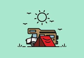 eenvoudige camper van camping illustratie vector