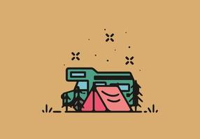 eenvoudige camper van camping illustratie vector