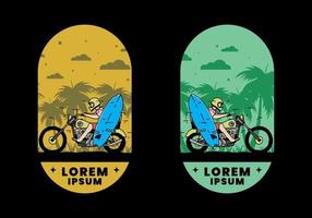 berijd motorfiets met surfplankillustratie vector