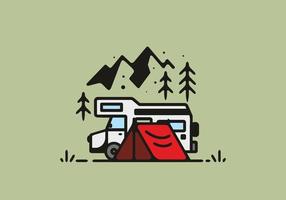 eenvoudige camper van camping illustratie vector