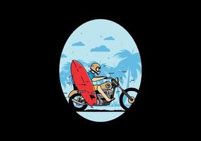 berijd motorfiets met surfplankillustratie vector