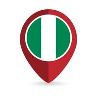 kaartaanwijzer met contry nigeria. vlag van nigeria. vectorillustratie. vector