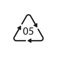 plastic recycle symbool pp 5 vector pictogram.