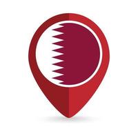 kaartaanwijzer met contry qatar. vlag van qatar. vectorillustratie. vector
