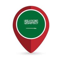 kaartaanwijzer met contry saoedi-arabië. vlag van saoedi-arabië. vectorillustratie. vector