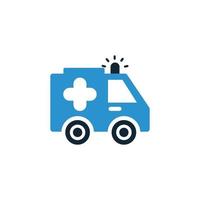 ambulance, ronde ambulance, sirene, gezondheidsautopictogram vector