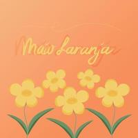 maio laranja kaart met letters en gele bloemen, vector