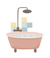 badkuip vectorillustratie. roze bad. douche en badkamer. vector