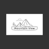 zwart-wit handgeschilderde bergen logo ontwerp vector