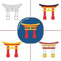 torii-poort in platte ontwerpstijl vector