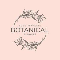 botanische bloemen element hand getekende logo met wilde bloemen en bladeren. logo voor spa en schoonheidssalon, biologische winkel, weddiing, floral designer en etc. vector