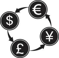 geld converteren pictogram. euro dollar. platte ontwerpstijl. vector