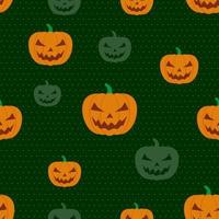 naadloze patroon halloween pompoen donker groene achtergrond vector