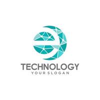 letter e logo ontwerpsjabloon, technologie abstracte stip verbinding kruis vector logo pictogram cirkel logotype