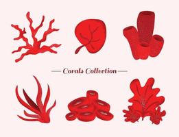 handgetekende platte koraalcollectie vector