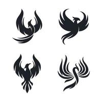 vliegende phoenix vuur vogel abstract logo vector ontwerpsjabloon