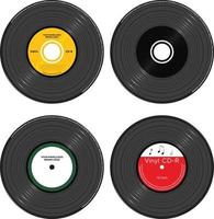 verzameling van 4 vinyl cd-labels en ontwerpvector voor muziekkunst en album vector