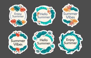 zomer bloemen stickers set vector