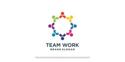 teamwerk logo icoon met modern abstract concept premium vector deel