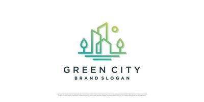 groene stad logo sjabloon met moderne concept design premium vector