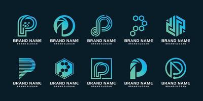 set van letter p logo sjabloon met creatief concept premium vector