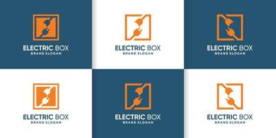 elektrische logo collectie met box concept premium vector